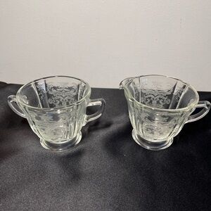 Vintage Federal Glass * Sugar Bowl and Creamer